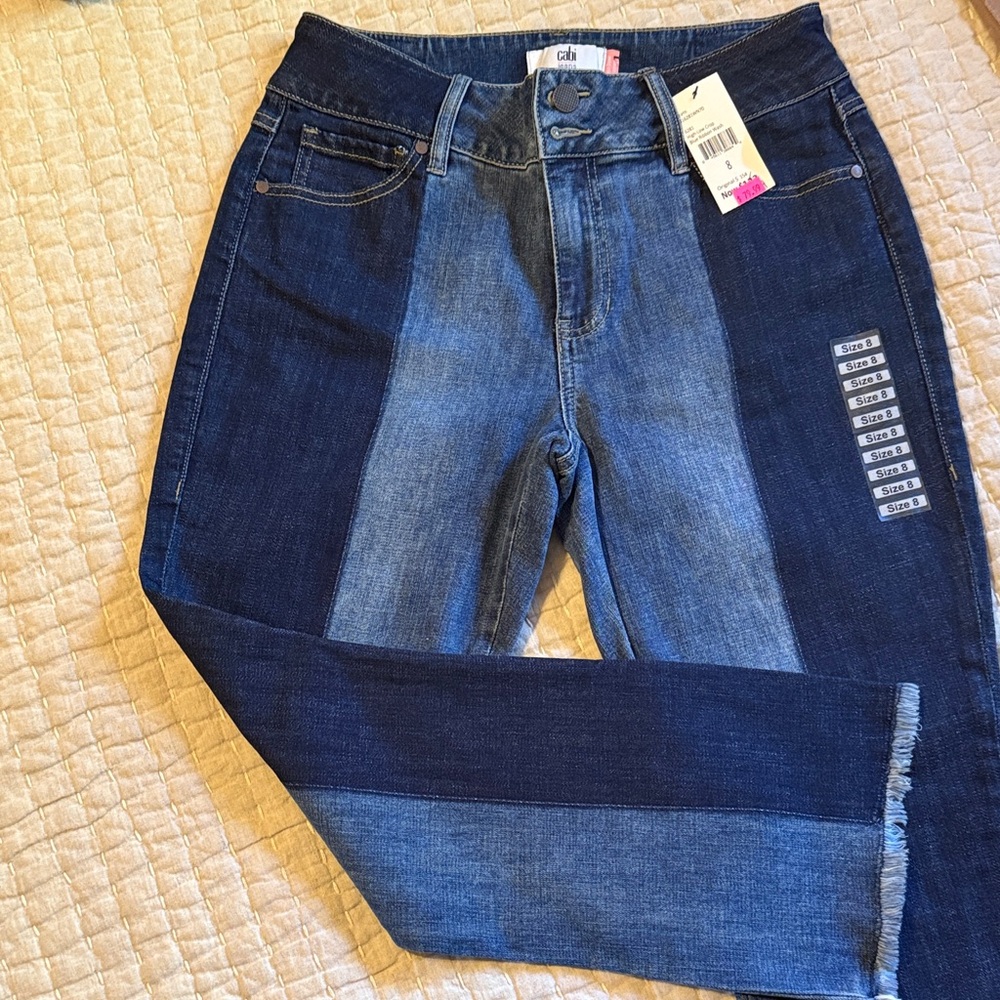 CAbi Two-Tone Jeans in Dark and Medium Blue